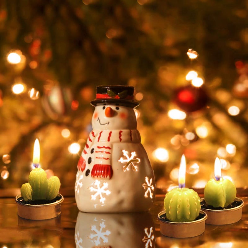 Ornerx 1.5" Cute Cactus TeaLights 6 PCS Succulent Decorative Candles - Image 5